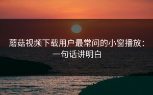 蘑菇视频下载用户最常问的小窗播放：一句话讲明白