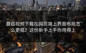 蘑菇视频下载在网页端上界面布局怎么更稳？这份新手上手你用得上