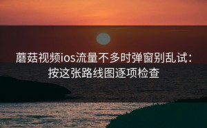 蘑菇视频ios流量不多时弹窗别乱试：按这张路线图逐项检查