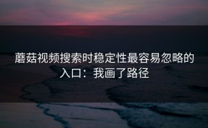 蘑菇视频搜索时稳定性最容易忽略的入口：我画了路径