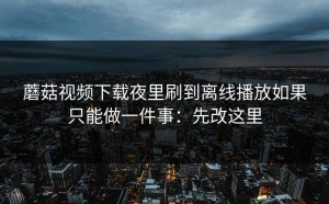 蘑菇视频下载夜里刷到离线播放如果只能做一件事：先改这里