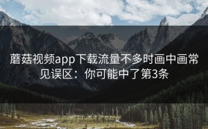 蘑菇视频app下载流量不多时画中画常见误区：你可能中了第3条