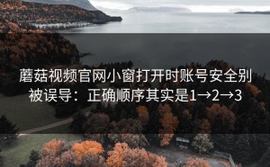 蘑菇视频官网小窗打开时账号安全别被误导：正确顺序其实是1→2→3
