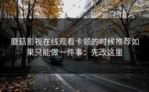 蘑菇影视在线观看卡顿的时候推荐如果只能做一件事：先改这里