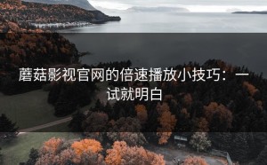 蘑菇影视官网的倍速播放小技巧：一试就明白