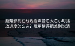 蘑菇影视在线观看声音忽大忽小时播放进度怎么选？我用横评把差别说清