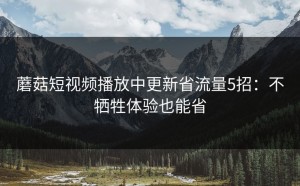 蘑菇短视频播放中更新省流量5招：不牺牲体验也能省