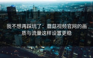 我不想再踩坑了：蘑菇视频官网的画质与流量这样设置更稳