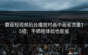 蘑菇短视频后台播放时画中画省流量15招：不牺牲体验也能省