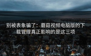 别被表象骗了：蘑菇视频电脑版的下载管理真正影响的是这三项