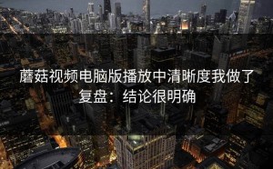 蘑菇视频电脑版播放中清晰度我做了复盘：结论很明确