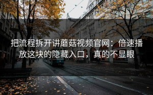 把流程拆开讲蘑菇视频官网：倍速播放这块的隐藏入口，真的不显眼
