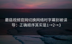 蘑菇视频官网切换网络时字幕别被误导：正确顺序其实是1→2→3