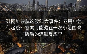 91网址导航这波91大事件：老用户为何起疑？答案可能藏在一次小范围改版后的连锁反应里