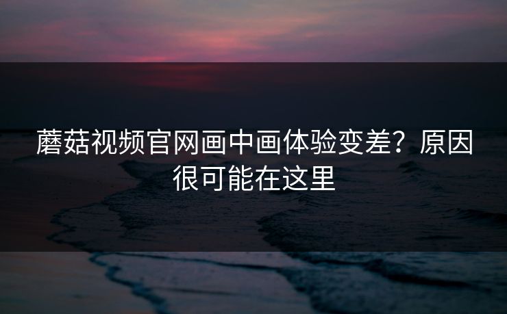 蘑菇视频官网画中画体验变差？原因很可能在这里