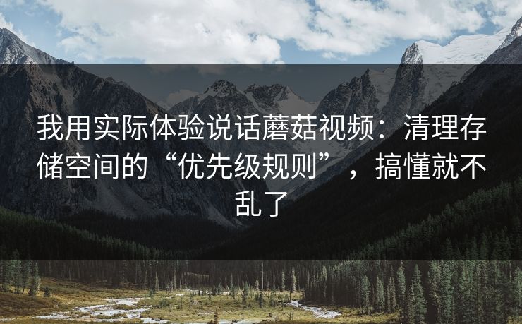 我用实际体验说话蘑菇视频：清理存储空间的“优先级规则”，搞懂就不乱了