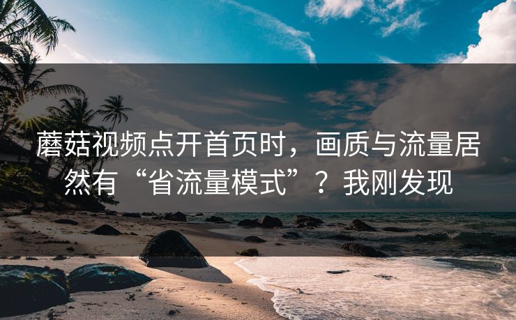 蘑菇视频点开首页时,画质与流量居然有“省流量模式”?我刚发现 蘑菇视频点开首页时,画质与流量居然有“省流量模式”?我刚发现