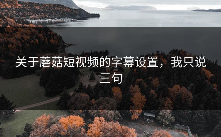 关于蘑菇短视频的字幕设置,我只说三句 关于蘑菇短视频的字幕设置,我只说三句